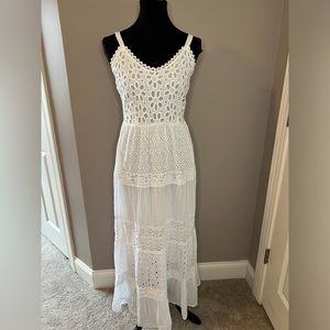 NEW White Cotton Summer Beach Dress - Women’s Small